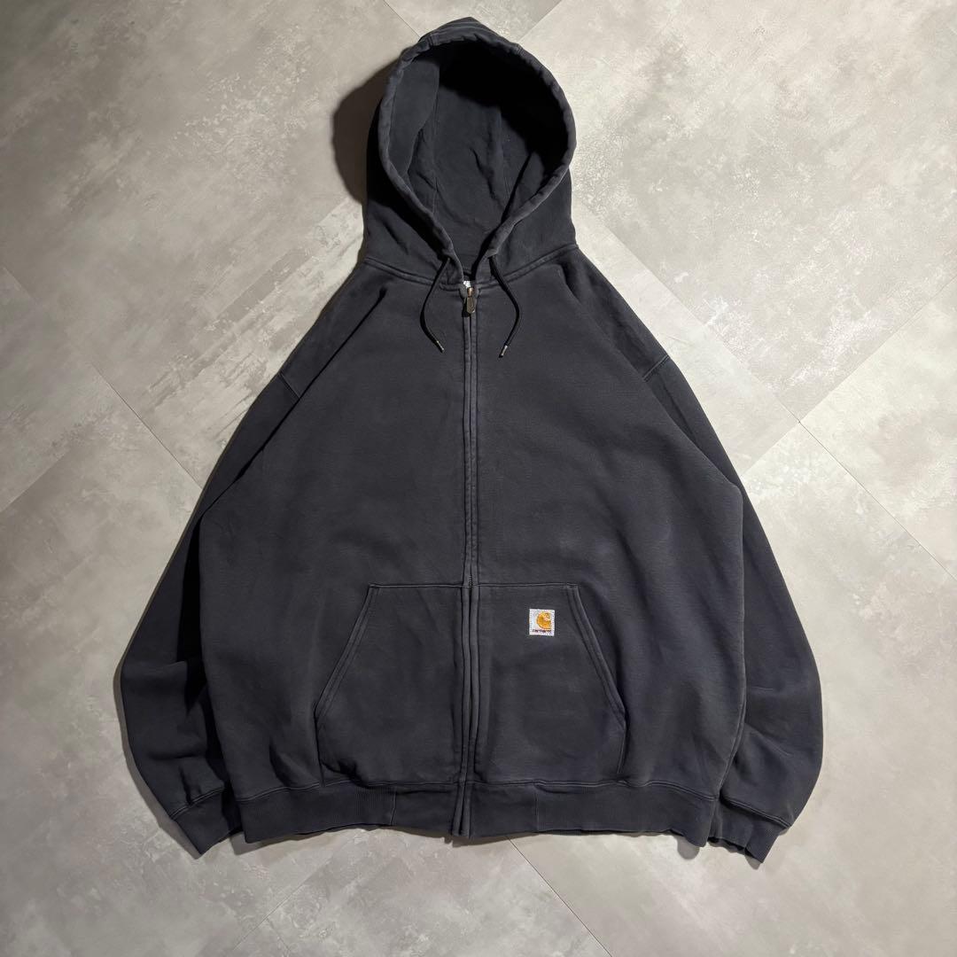 カーハート carhartt パーカー　フルジップ　サンフェード　ブラック　黒