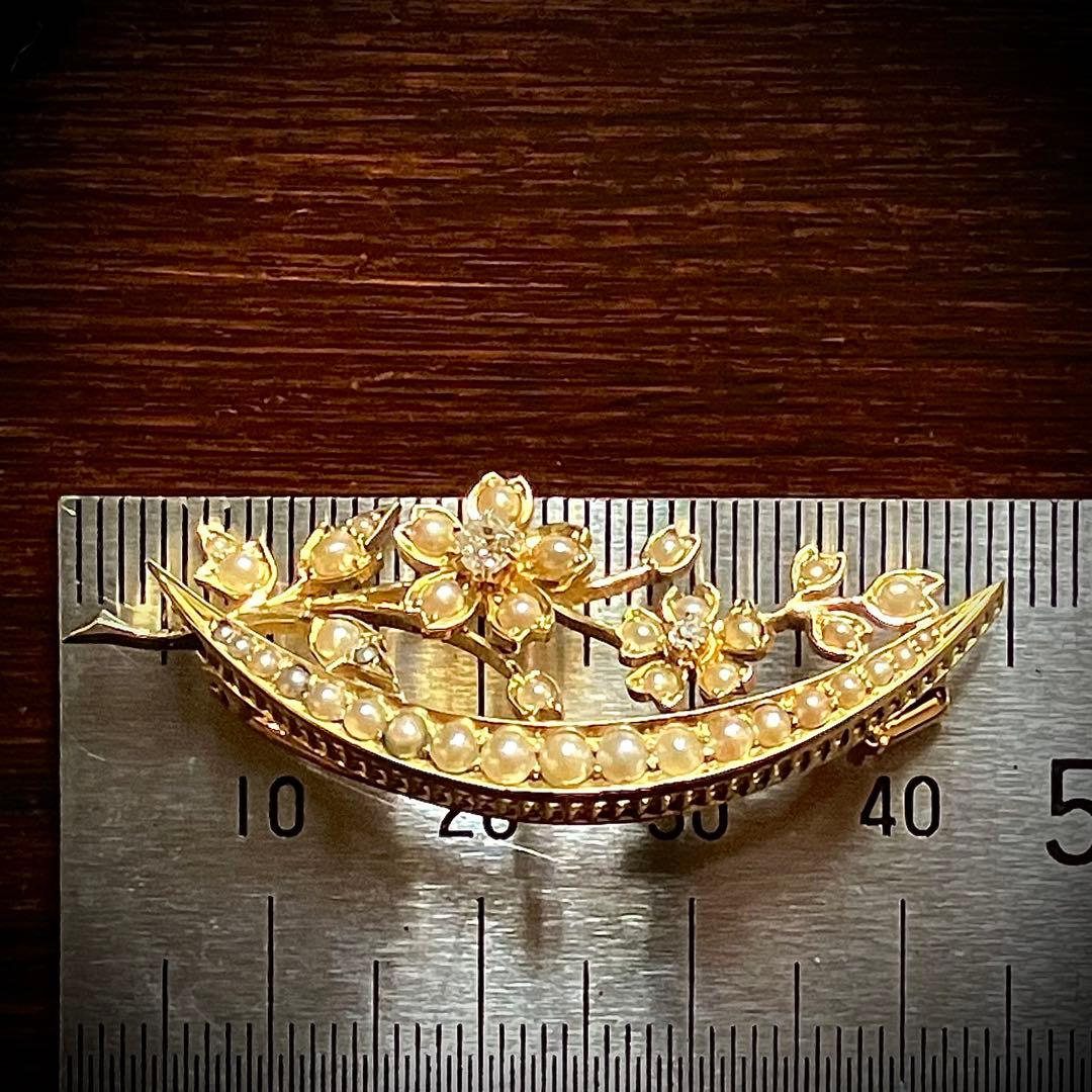 k18 ヴィクトリアン オールドマインカットダイヤモンド＆シードパール