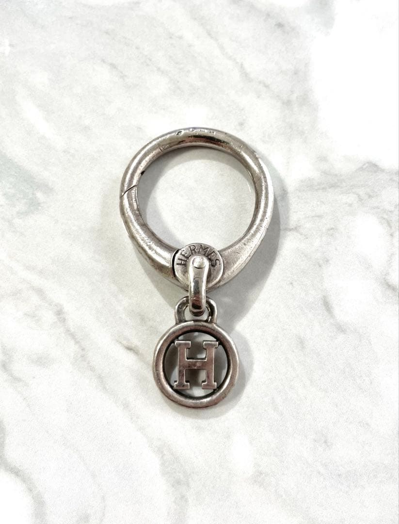 HERMES エルメス Hロゴ ヴィンテージ キーリング キーホルダー チャーム