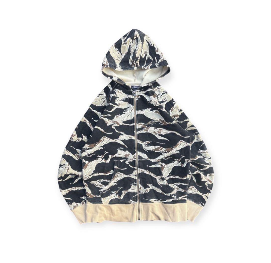 90s 00s OLD STUSSY タイガーカモ ジップパーカー 迷彩 カモ柄 - メルカリ
