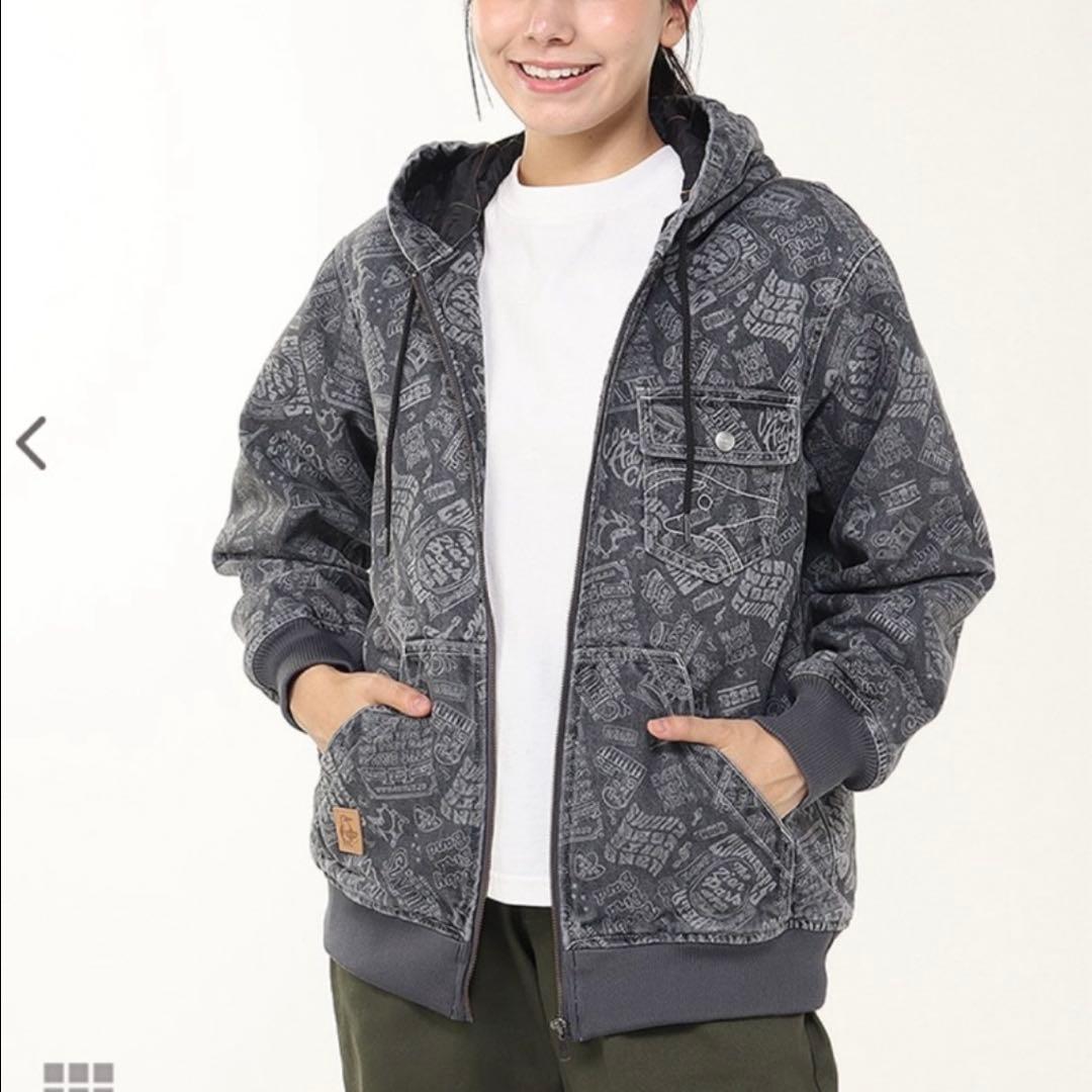 【美品】 CHUMS ウォームデニムパーカー ジャケット 刺繍　グレー　M