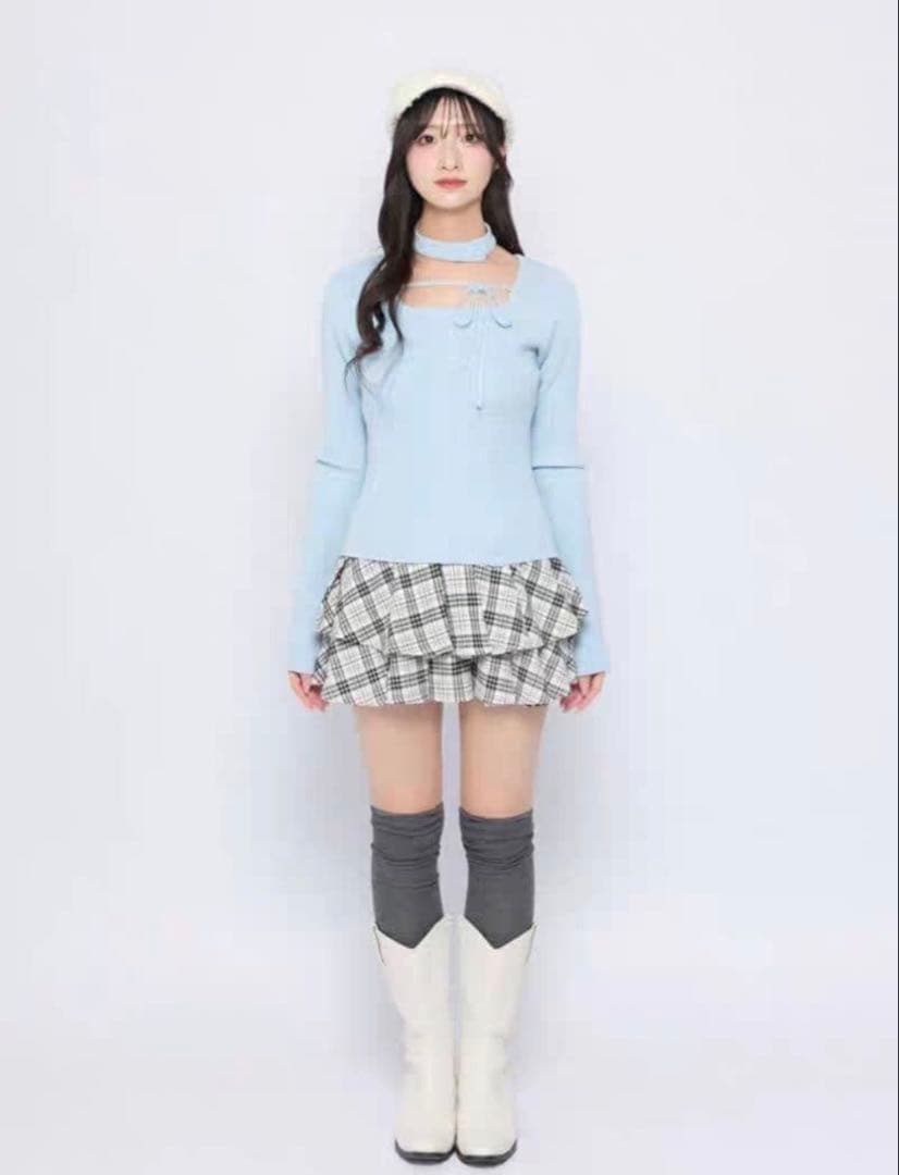 Bubbles バブルス チョーカーボタンニットトップス ブルー - メルカリ