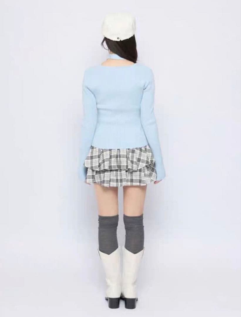 Bubbles バブルス チョーカーボタンニットトップス ブルー - メルカリ