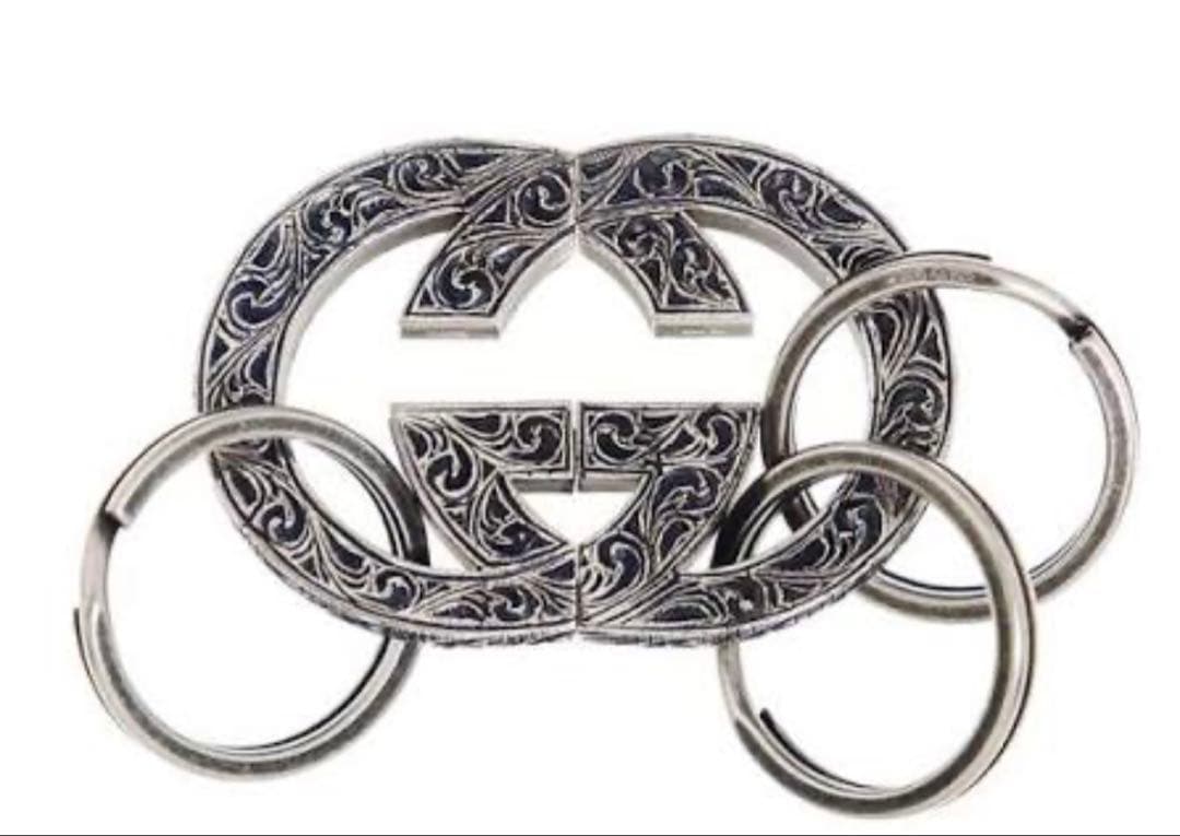 GUCCI グッチエングレービング インターロッキングG キーホルダー