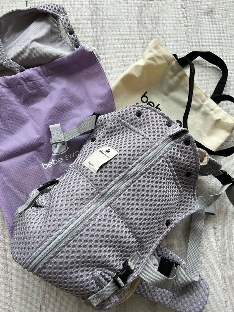 【極美品】 べべスワン抱っこ紐 グレー トートバッグ付き