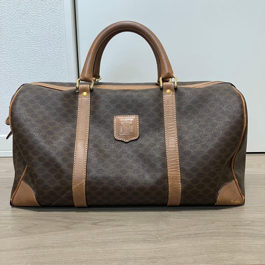 【値下げ・ヴィンテージ】セリーヌ マカダム柄 ボストンバッグ 大容量