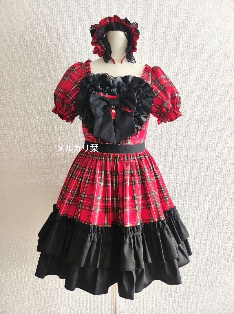 トゥアリス ラブハート チェックフリルドレス＋カチューシャセット Toalice