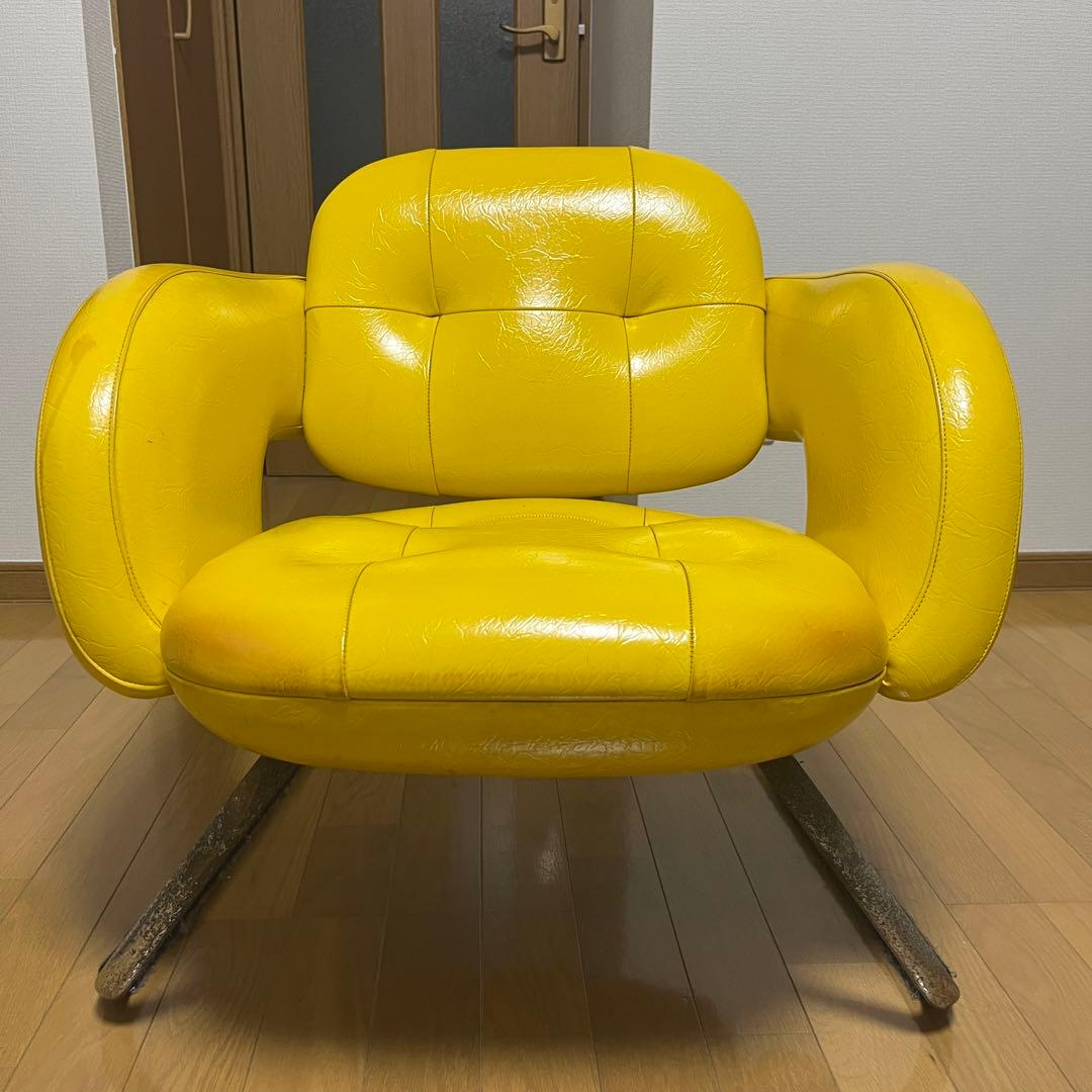 イエロー　ミッドセンチュリー　1人掛けチェア