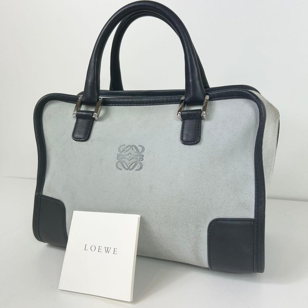 LOEWE ロエベ アマソナ28 グレージュ スエード ミニボストン
