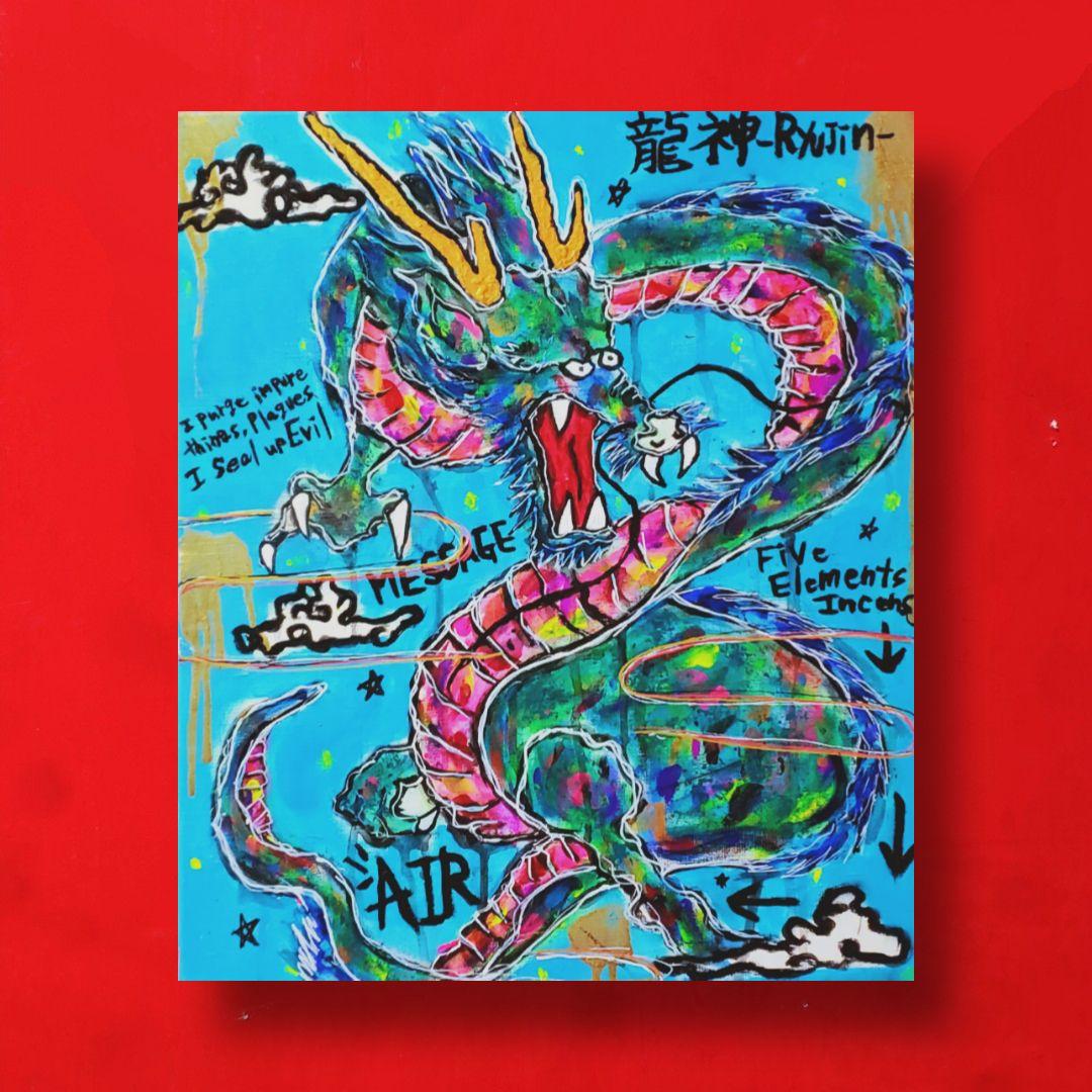 【風の時代象徴/F8号】龍神-Ryujin-碧龍