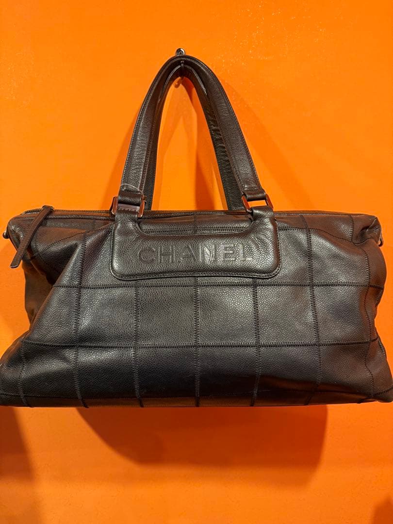 美品　CHANEL キャビアスキン ボストンバッグブラック