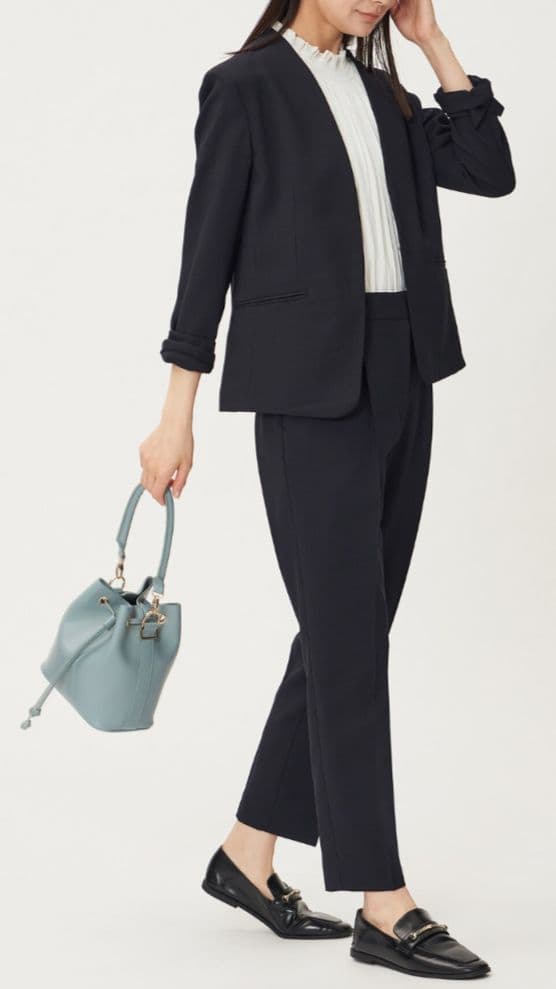 PLST ノーカラージャケット パンツスーツ セットアップ