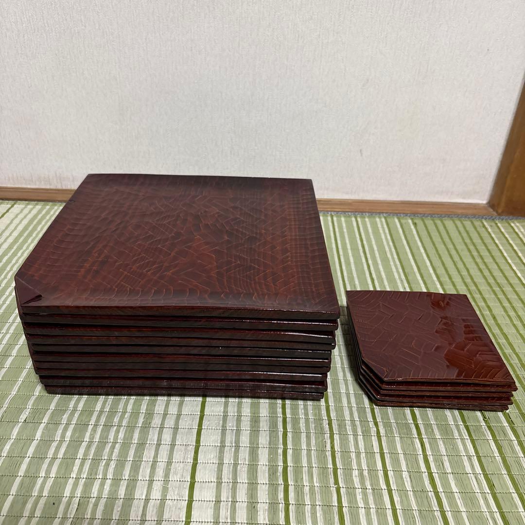 折式　讃岐彫刻　お盆　お膳　菓子盆　工芸品　骨董品　角折　角盆　皿