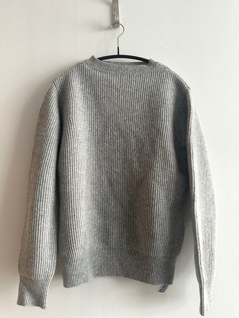 DRAWER ドゥロワー　定番グレーニット　ウールカシミヤ Drawer ドゥロワー カシミヤニット グレー カシミヤファー クルー