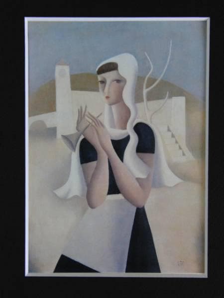 東郷青児、【聖道女】、希少な額装用画集より、状態良好、新品額装付