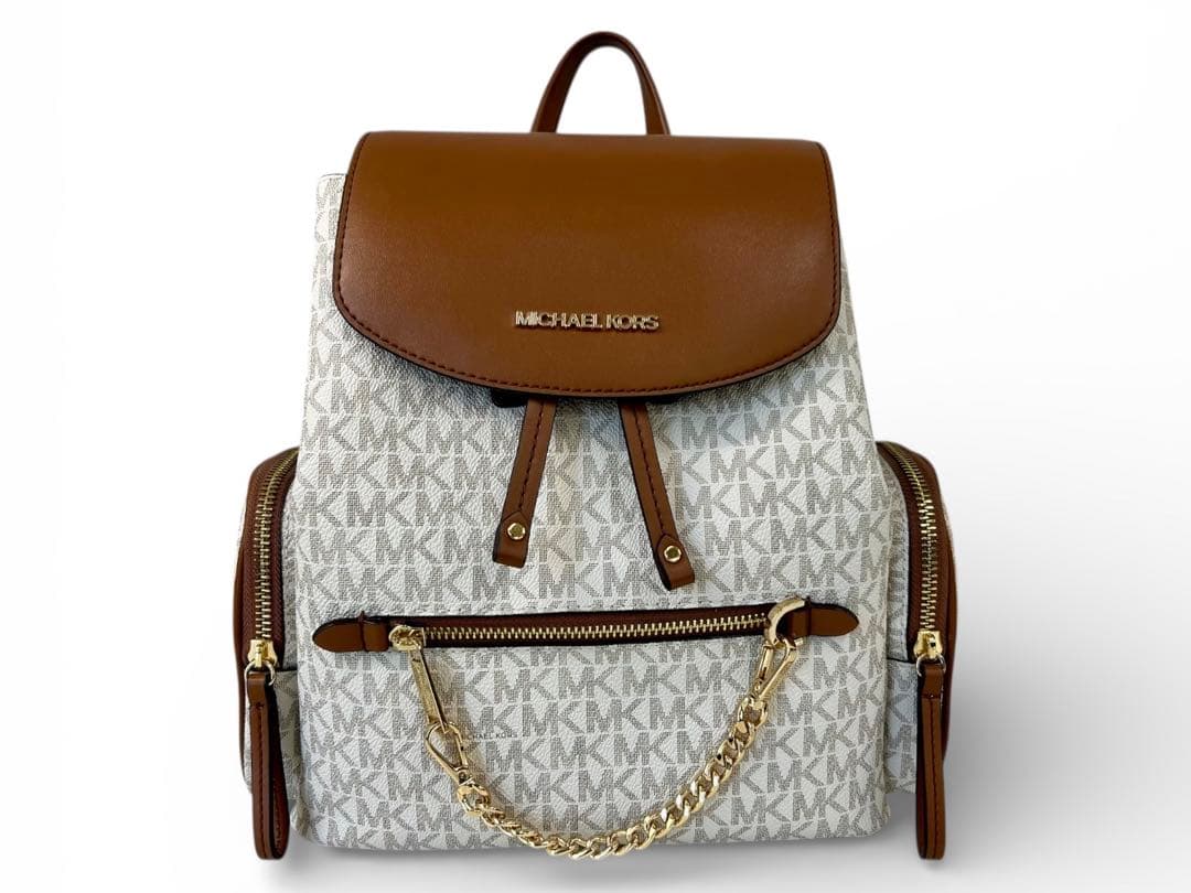 美品✨マイケルコース リュック ケンリー ロゴ シグネチャー バニラ×茶