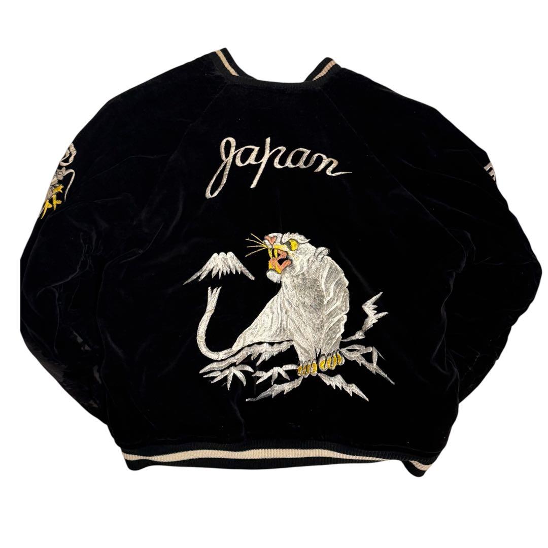 50s 別珍 白虎 鷹 スカジャン ブラック ブルー Vintage