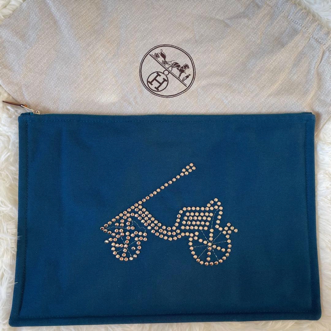 HERMES プティ デュック コットン フラットポーチGM クラッチポシェット HERMES（エルメス） プティ・デュック コットン デザイン ポーチ