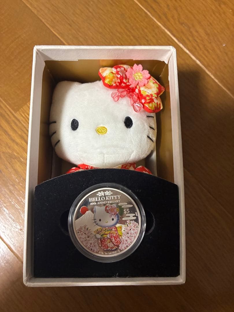 ハローキティ 40周年 記念銀貨 ぬいぐるみセット 着物 桜 サンリオ