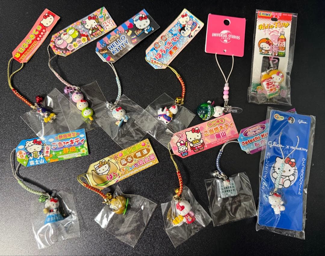 ご当地キティ　値付け　ストラップ11個セット