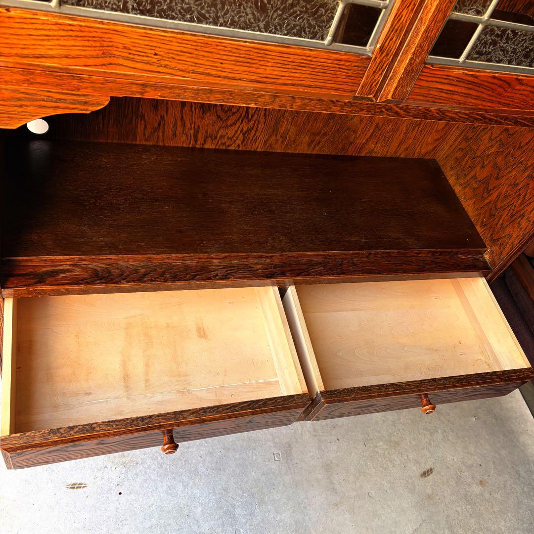 取付無料！三越家具 ブルージュ 天然木ステンドグラス扉アンティーク