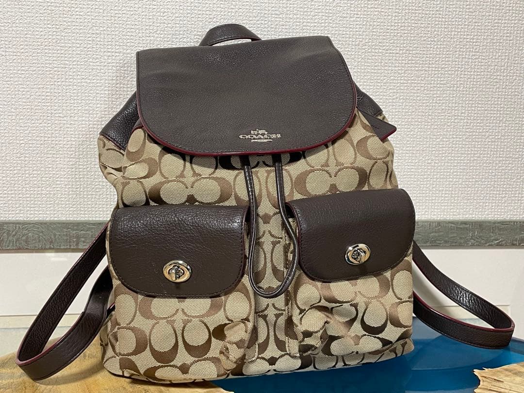 COACH コーチ F37476 シグネチャー リュック 美品 コーチ F37476 シグネチャー リュック・デイパック キャンバス/レザー