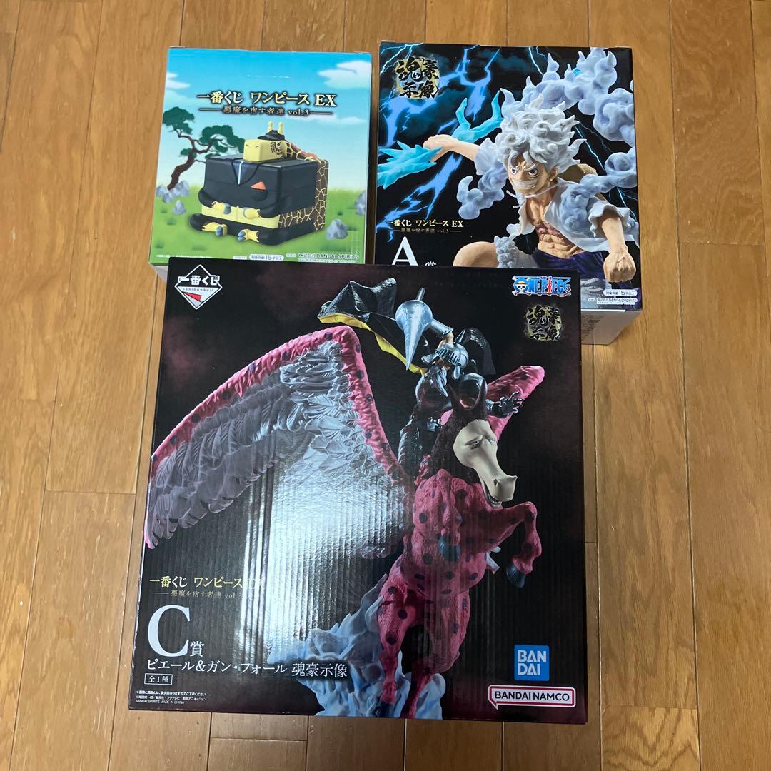 一番くワンピースEX A賞ルフィ　C賞ピエール&ガンフォール　E賞カク　小物入れ