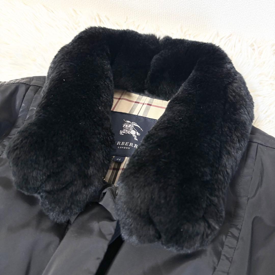 2XLサイズ バーバリー ノバチェック ロングダウンコート ラビット