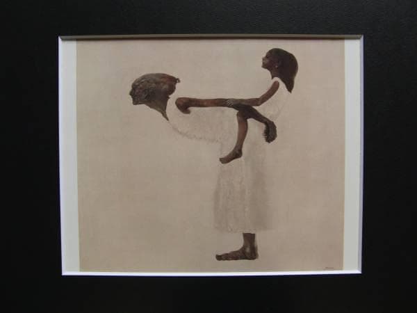 糸園和三郎、老婦と子ども、希少画集画、状態良好、新品高級額装付