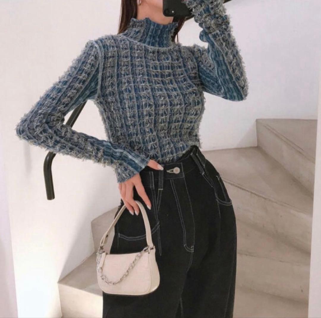 IRENE ルシェルブルー カットヤーンニット ブルー