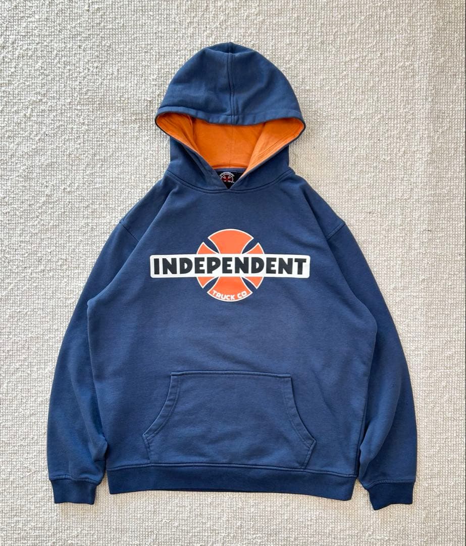 00s Independent パーカー バイカラー フーディー ネイビー L