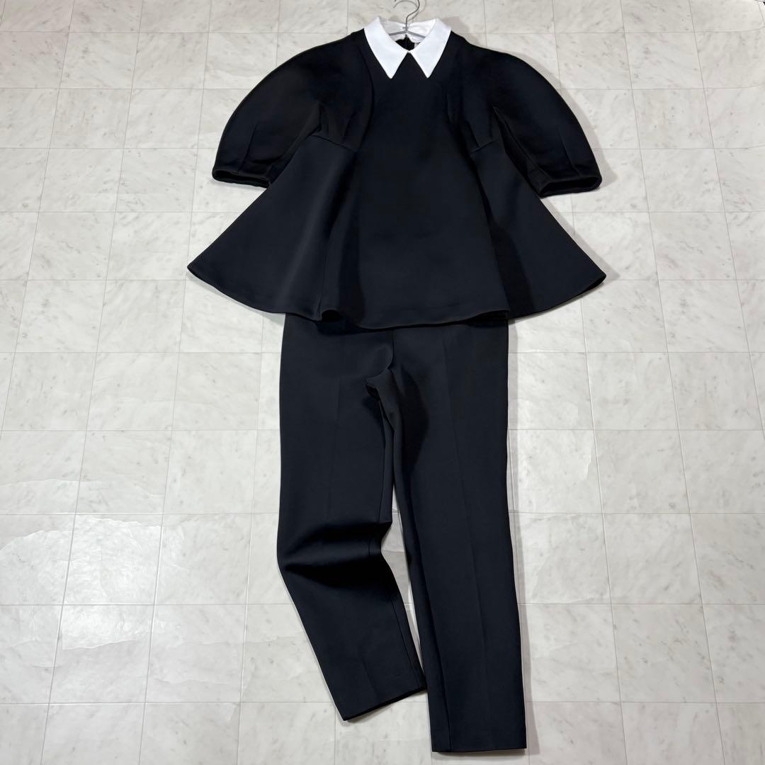 CELFORD ポンチセットアップ パンツ ペプラム ブラック 36 白襟 - メルカリ