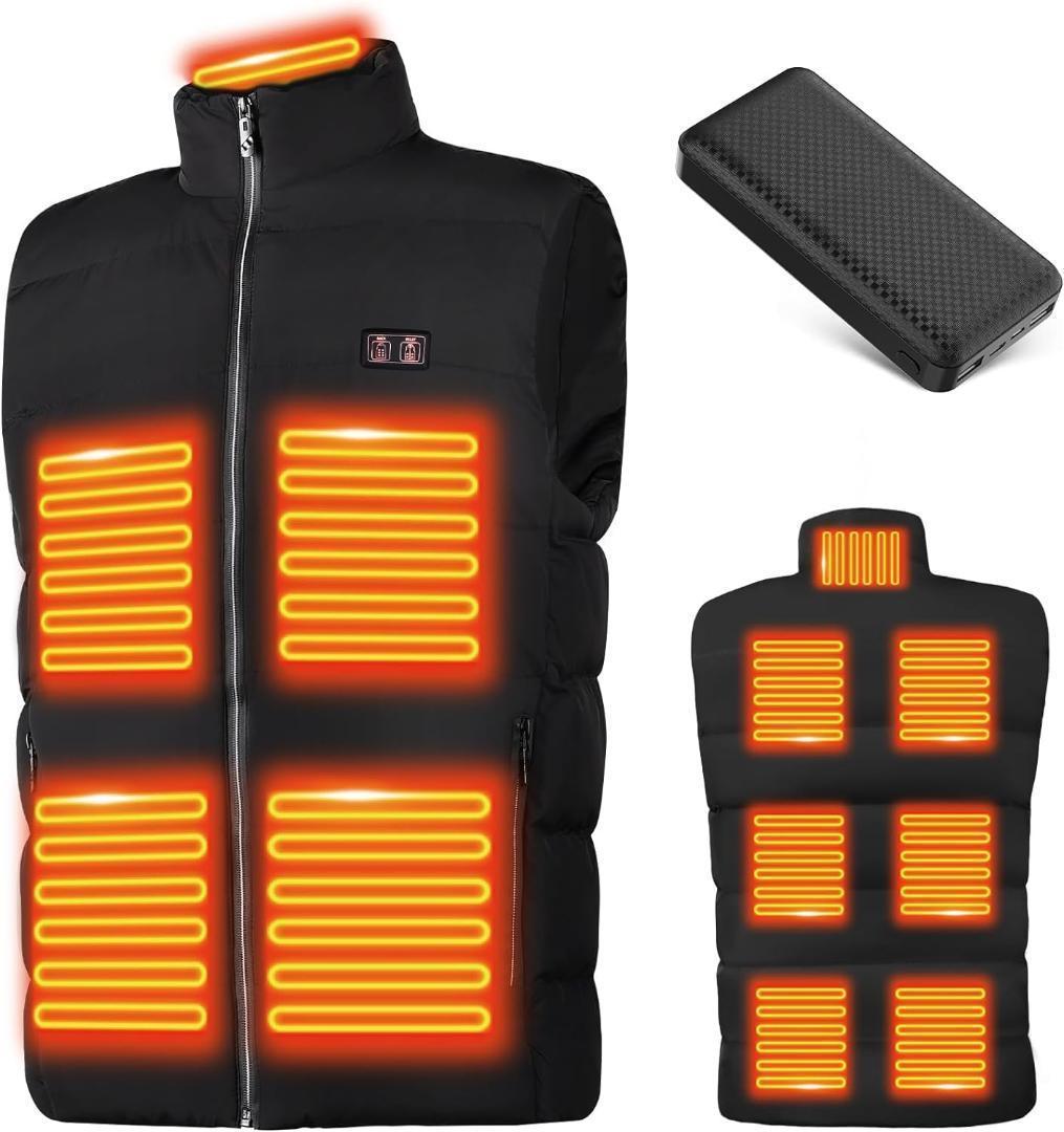電熱ベスト 加熱ベスト 11箇所発熱 バッテリー付 3段階温度調整 SIZEXL