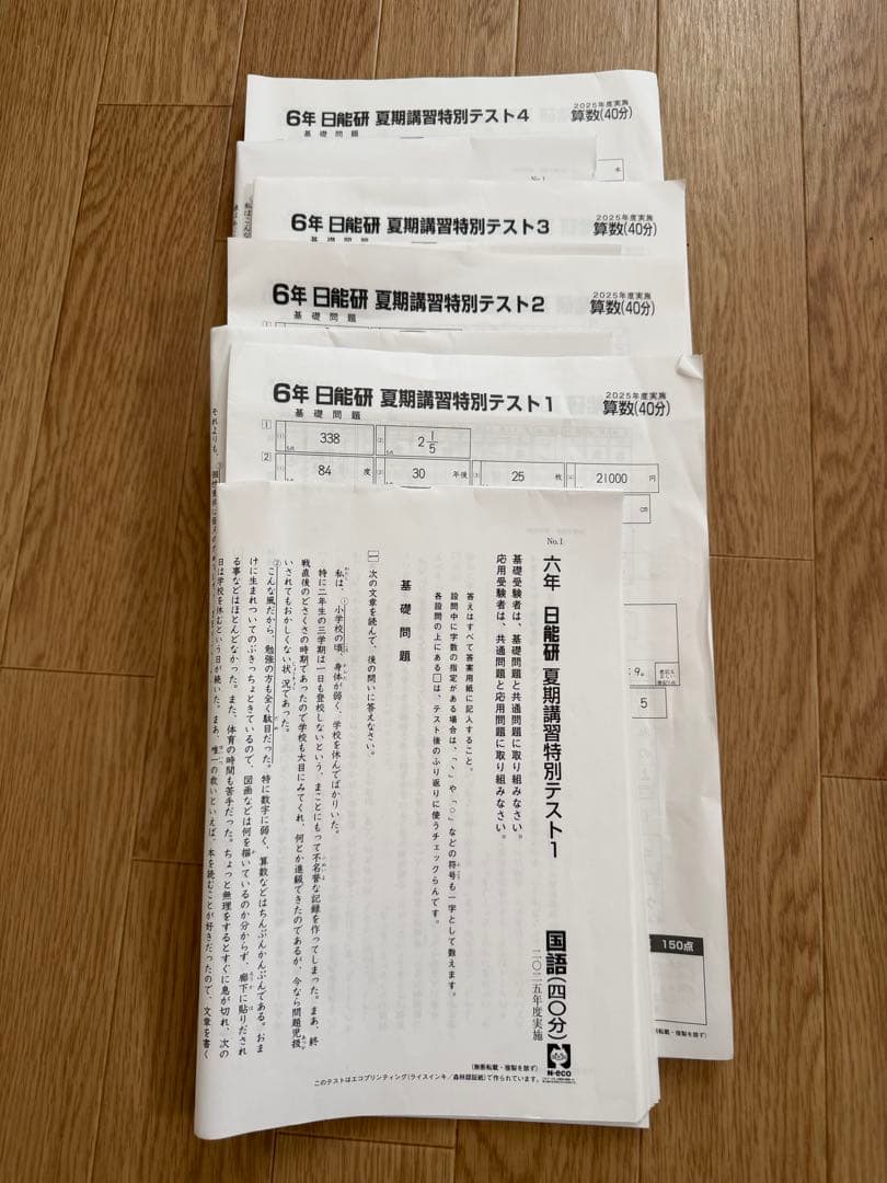 日能研6年（2025年度） 公開模試 育成テスト 夏講習など - メルカリ