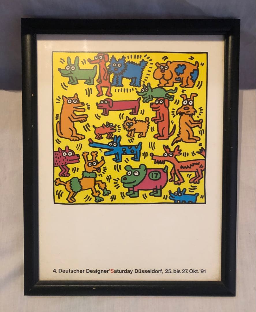 m*6様 キースヘリング　ポスター　当時物　DOG 犬　91s