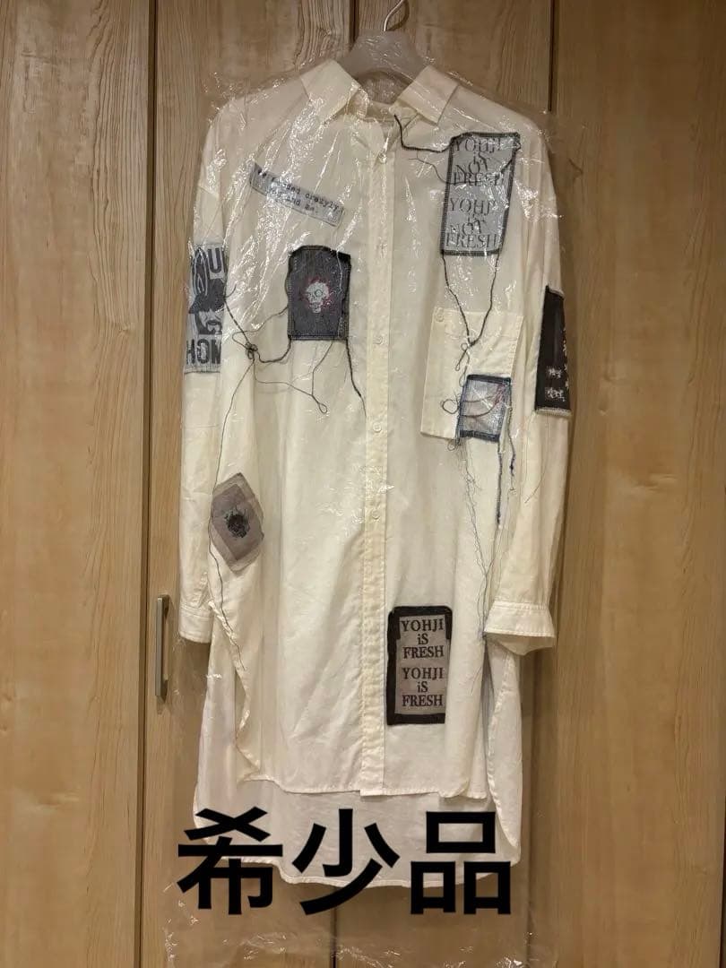 野田洋次郎着用パッチワーク ロングシャツ ホワイト Yohji Yamamoto