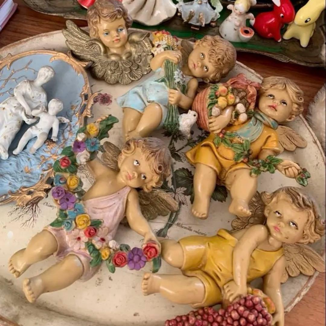 天使のオーナメント】花 ガーランド イタリア ヴィンテージ オブジェ