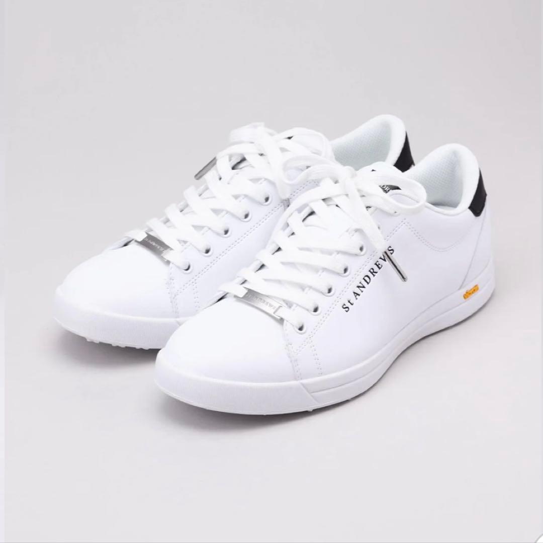 新品　セントアンドリュース スパイクレスシューズ 23.5〜24cm ゴルフ 白 St ANDREWS セントアンドリュース ゴルフシューズ 白×シルバー 星