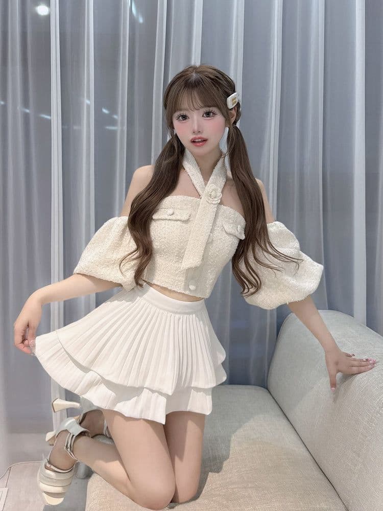 希少Darichホルターネックオフィシャルツイードトップス新品未使用未