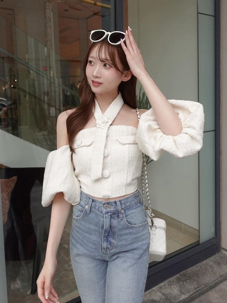 希少Darichホルターネックオフィシャルツイードトップス新品未使用未