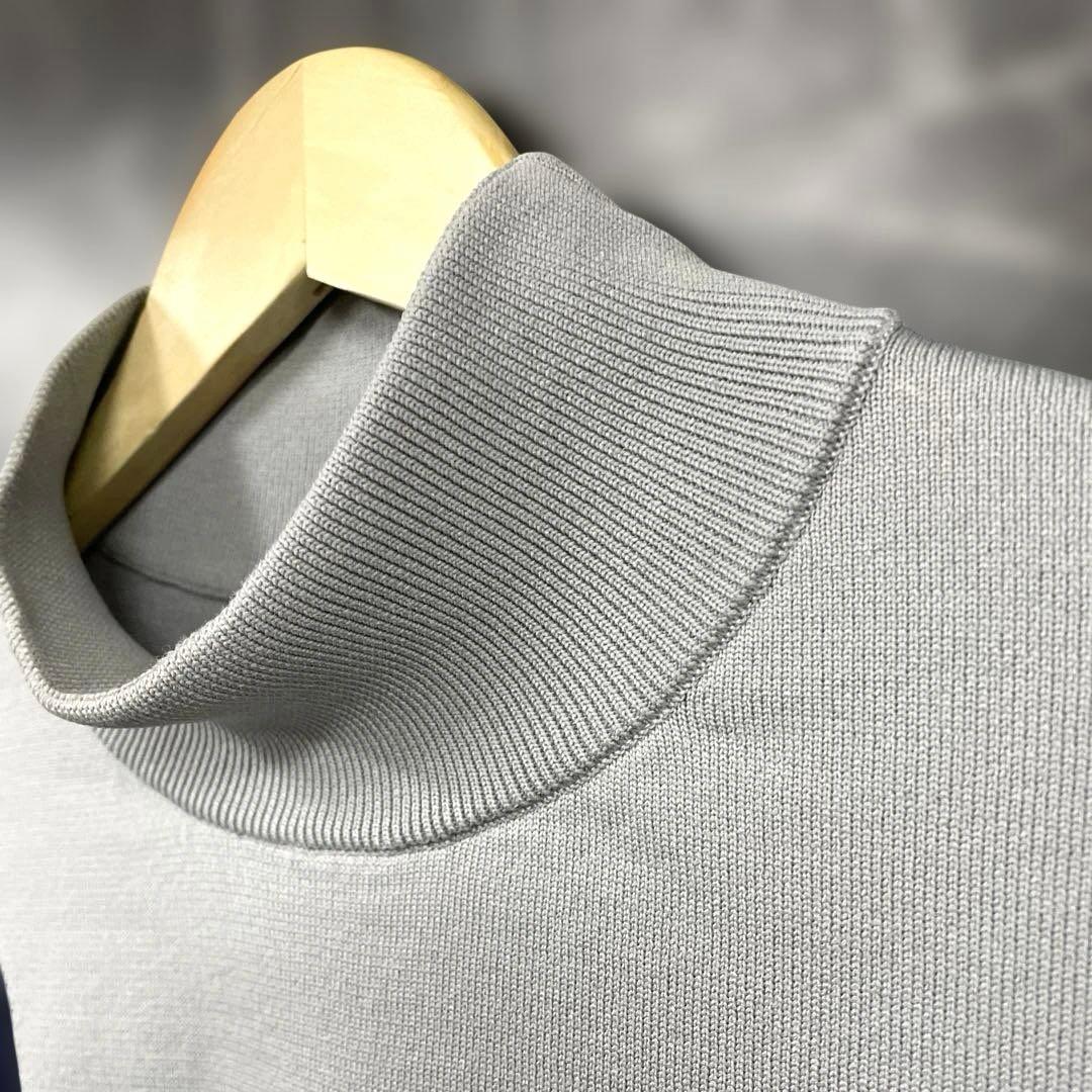 【新品同等】アンパスィ メンズ モックネック ニットセーター 袖裏地付き《L》