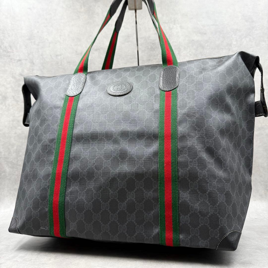 GUCCI グッチ GGスプリーム 旅行 トートバッグ ボストン ブラック