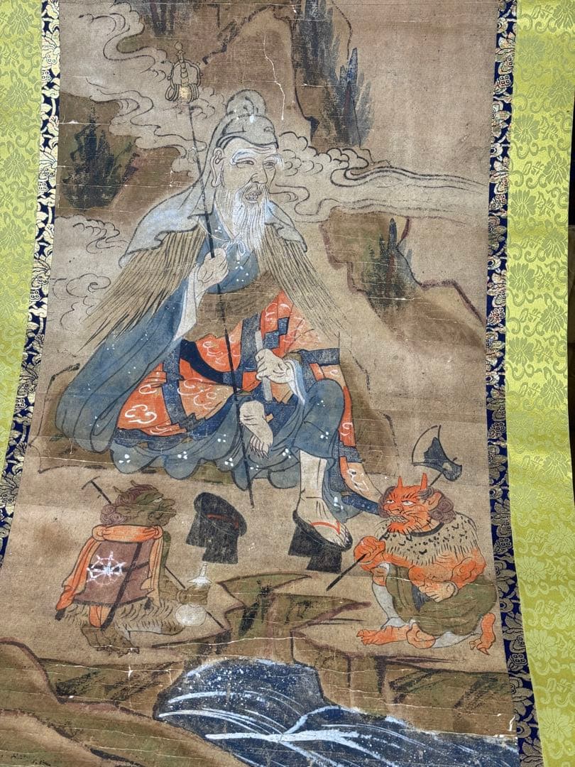 仏画真言宗修験道役小角 仏像☆楠材 役行者（役小角）前鬼・後鬼付☆修験道開祖 | お仏壇・お墓