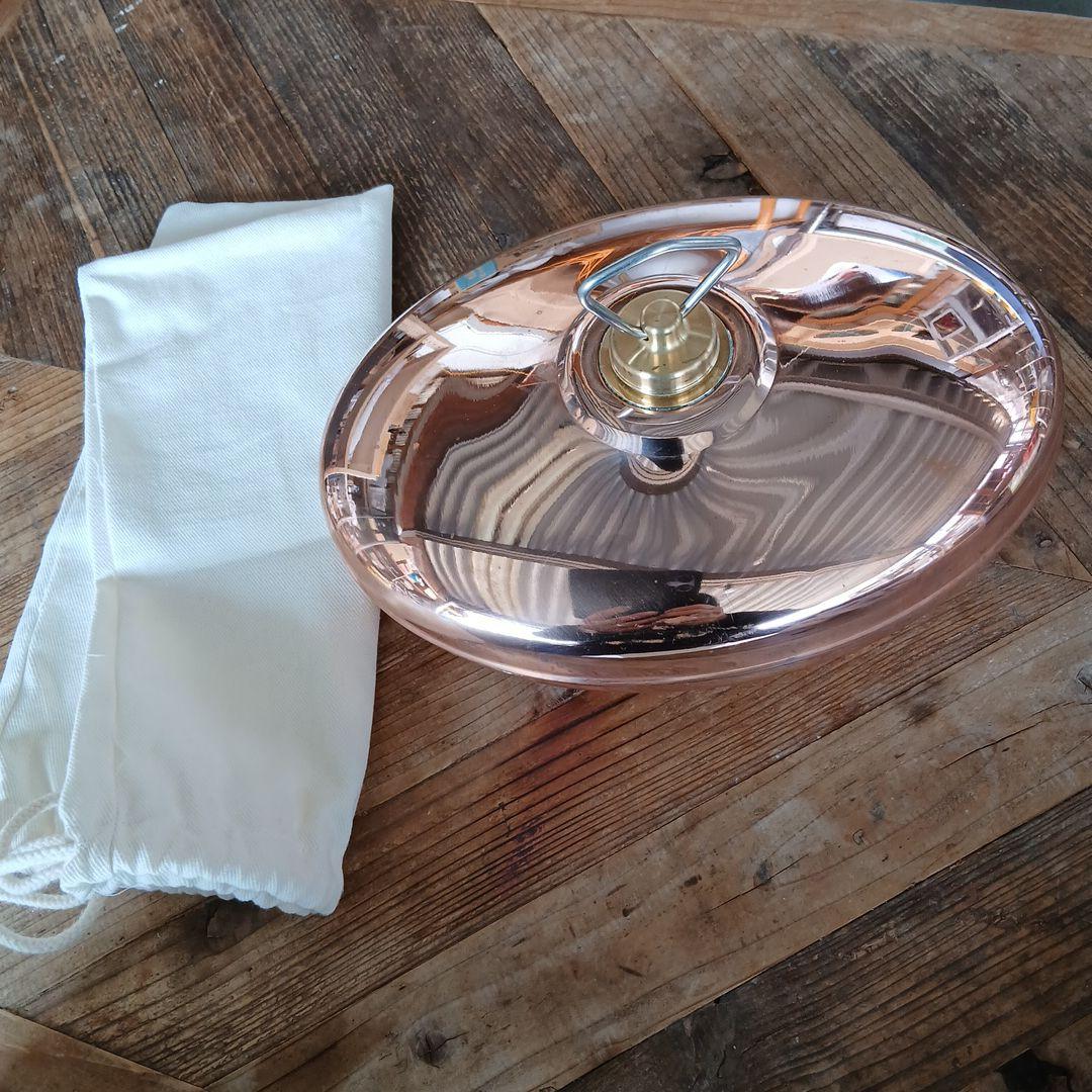 ドイツ製銅製楕円形湯タンポ袋付き 新光堂 純銅湯たんぽ 袋付 大 2.3L S-9395L[湯たんぽ 銅 純銅製 銅製