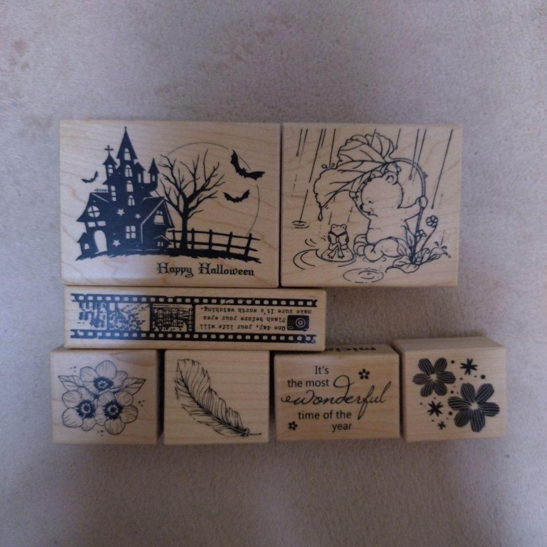 【micia】海外製スタンプ まとめ売り スタンプ『US08-9081T 西村月 木製スタンプ オリジナルBOX 8個セット