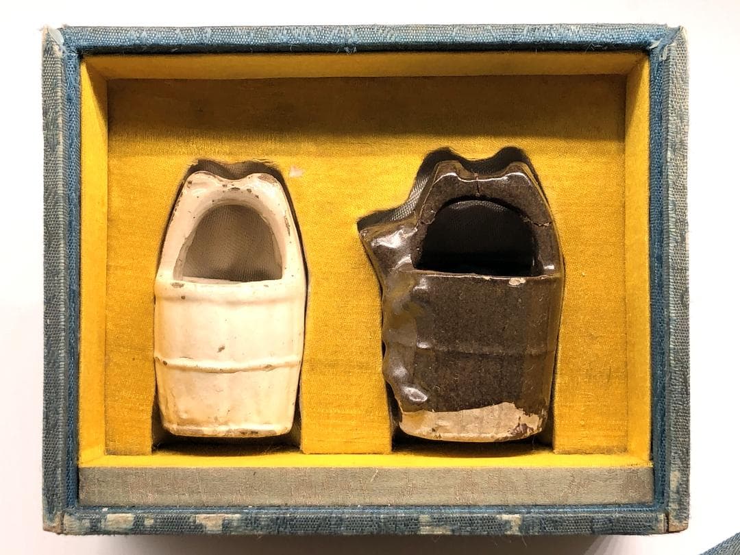 【 白釉・褐釉 対水滴 】 宋代 宋窯 化粧箱入り 中国古玩・骨董