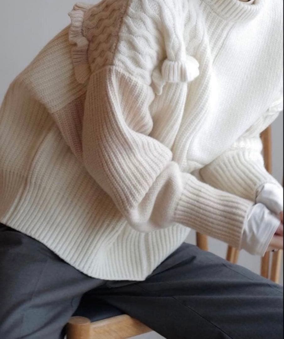 machatt パッチワークフリルニット