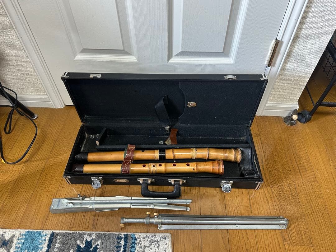 尺八本体 竹製 二本セット ケース付き　(注意)1本ヒビ割れあり※値下げ可能