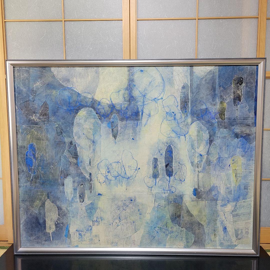 コラージュ　抽象画　F50 F50号のコラージュの作品です。「自発的対称性の破れ（がんの治療から