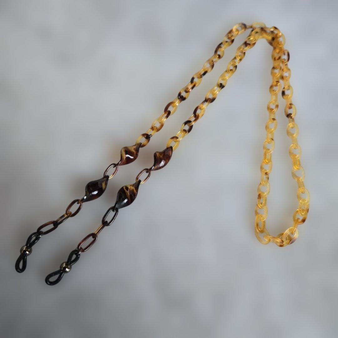 鼈甲　メガネ　チェーン　本鼈甲　⑦　べっ甲　着物　工芸品　大人のメガネチェーン